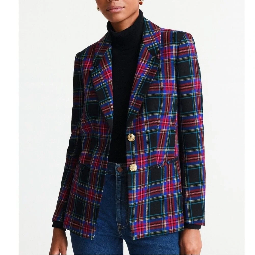 J. Crew Nipped-in Blazer In Stewart Tartan Sz 8